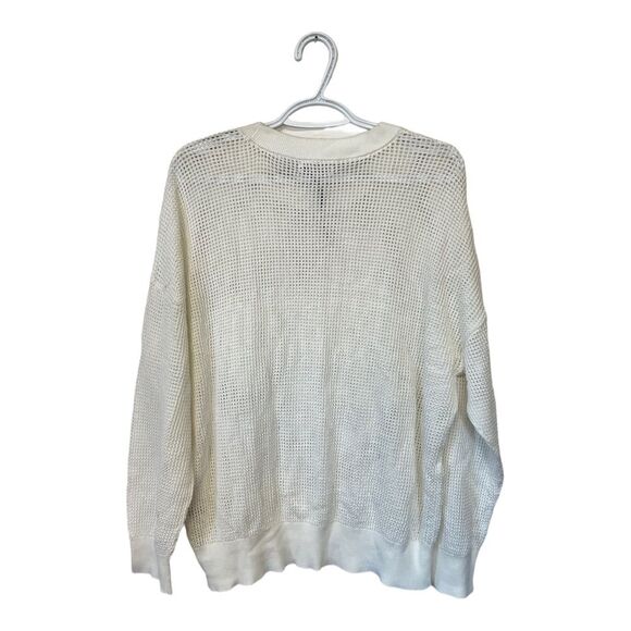 NWOT Calvin Klein | White Mesh Open Weave Logo Crewneck Pullover Sweater XL - Picture 3 of 9